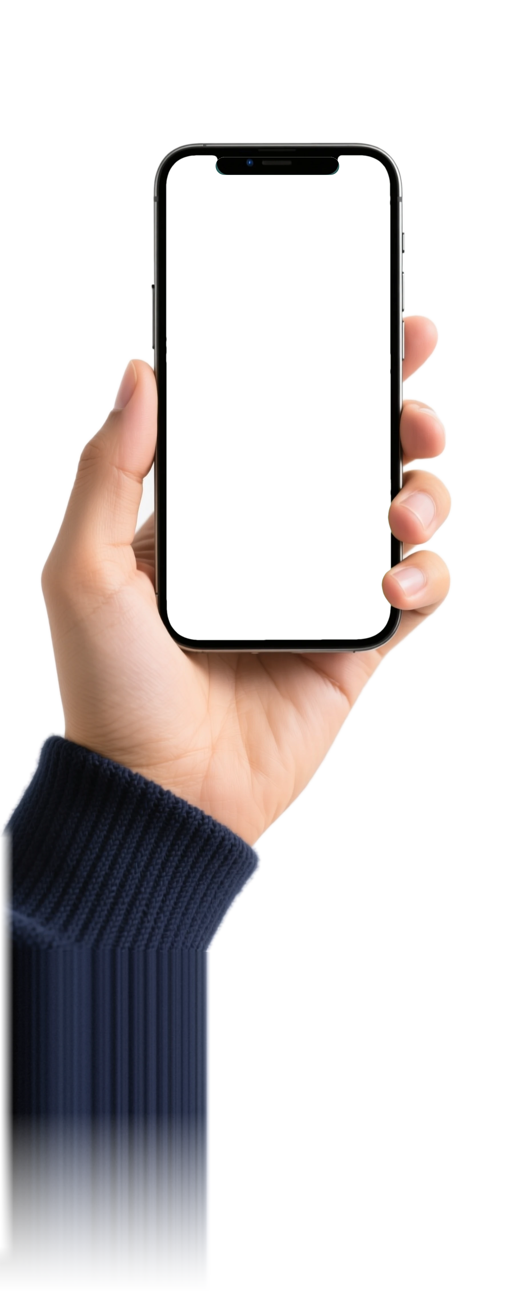 A man's hand holding a phone