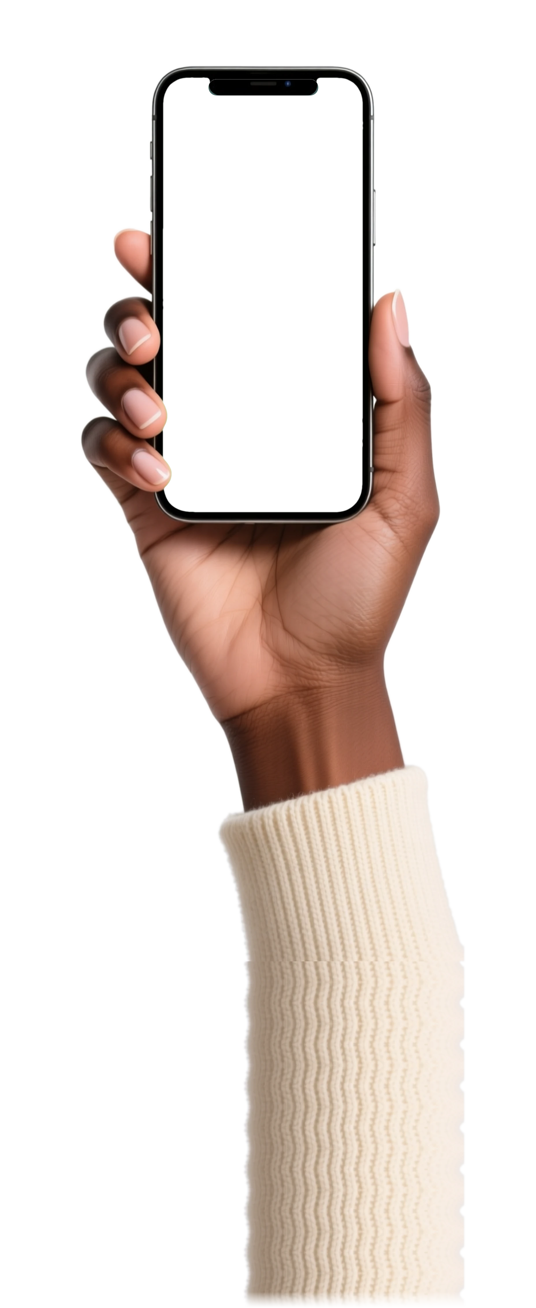 A woman's hand holding Maya's phone